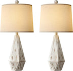 PoKat 23'' Farmhouse Table Lamps Set of 2, Beige Rustic Lamps for Living Bedroom Night Stands, Bedside Nightstands Living Room Table Lamps for End Side Table, Beige and White
