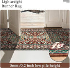 U'Artlines 3' x 18' Boho Hallway Runner Rug, Rust Non Slip Washable Vintage Farmhouse Accent Rug Carpet for Kitchen Entryway Laundry and Living Room (Rust＆Teal)