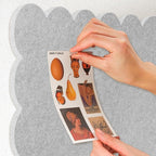 Lightomorrow Scalloped Bulletin Board, 24 x 18 Inches Felt Pin Board - Decorative Cork Alternative for Wall, Foldable Picture Self-Adhesive Vision Prayer Board with 20 Pushpins - Light Gray