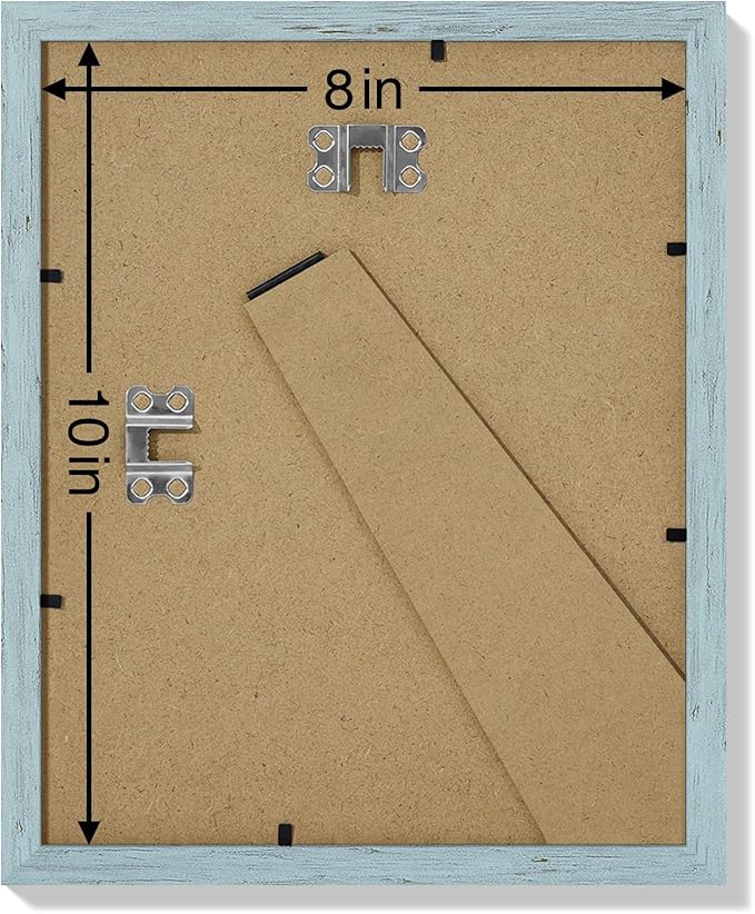Vittanly 8x10 Picture Frames Set of 9, Shatter Resistant Plexiglass, Display 5x7 Pictures with Mat or 8x10 without Mat, Photo Frames for Wall or Tabletop, Engineered Wood, Rustic Blue