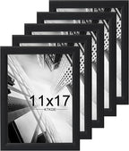 KTKDE 11x17 Picture Frame Set of 5, Wooden frames black, Vertical & Horizontal Wall Hanging for Wall Display,Studio Gallery Photo Frame for Photos, Posters & Art Prints