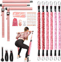 Upgraded Pilates Bar Kit with Resistance Bands Natural Latex for Women & Men, Heavy-Duty Stainless Steel Multifunctional Yoga Pilates Stick for Home Gym Exercise Fitness Equipment Full-Body Workouts
