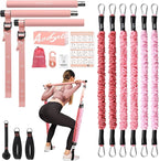 Upgraded Pilates Bar Kit with Resistance Bands Natural Latex for Women & Men, Heavy-Duty Stainless Steel Multifunctional Yoga Pilates Stick for Home Gym Exercise Fitness Equipment Full-Body Workouts