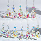 GuassLee Crystal Ornaments Christmas Tree Decorations, 12 Pcs AB Color Teardrop Crystal Hanging Ornaments for Christmas Tree Xmas Bead Chandelier Garland New Years Holiday Party Supplies Decor