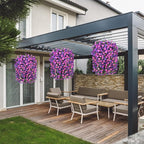 Artificial Faux Fall Hanging Flowers Plants Baskets for Outdoor Outside, Fake Silk Dark Purple Fuchsia Daisy Mums Trailing Vines in Planter Realistic UV Resistant for Balcony Porch Decor