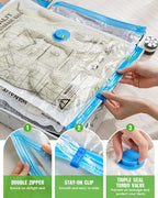 Vacuum Storage Bags for Travel, 16 Pack (4L+4M+4S+4XS) Vacuum Seal Bags with Wireless Rechargeable Electric Pump, Travel Essentials Space Saving Bag for Clothes, Luggage, Carry-on Suitcase, Backpack