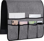 Sofa Armrest Organizer Non-Slip Arm Chair Hanging Caddy Remote Control Holder for Magazine,Tablet, Phone, Books, Glasses (B-Grey(19'')