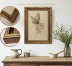 Vintage Gold Framed Wall Art, Retro Butterfly and Pink Flower Oil Painting Canvas Prints, Beige Insect Picture, Rustic Farmhouse Moth Cottagecore Poster Artwork for Living Room Bedroom Bathroom