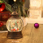 Red Truck Christmas Snow Globes, Light Up Musical Snow Globe Christmas Decorations, 6H Timer, USB/Battery Operated, Red Truck Indoor Home Décor