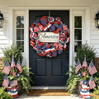 4th of July Decorations Outdoor Patriotic Wreaths for Front Door 250th Anniversary Decorations Red White and Blue American Flag Wreath (America 2)