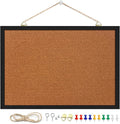 11" x 14.6" Cork Board Bulletin Board, Black Framed Corkboard, Oak Frame, Decorative Hanging Pin Board, Perfect for Office & Home Decor, Home School Message Board or Vision Board