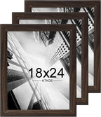 KTKDE Studio Gallery 18x24 Select Poster Frame Set of 3, Walnut Wooden frames Display Poster, Posters & Art Prints for Artwork Wall Vertical or Horizontal Display best gift