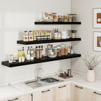 RICHFOCUS 40Inch Floating Shelves for Wall 2 Pack Shelves for Bedroom|Kitchen|Bathroom Wall Mounted Rustic Wood Floating Shelf with Invisible Brackets for Books|Storage|Decor, Black