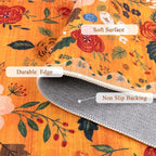 U'Artlines 2'x6' Fall Boho Runner Rug for Hallways Kitchen Colorful Floral Soft Non Slip Washable Floor Carpet Runners for Entryway Laundry Room Bathroom Orange