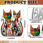 Wesiti Cat Wall Art Decor Iron Wall Sculptures Decor for Cats Lover 11 x 11.8 Inches Colorful Mid Century Cat Retro Signs for Home Living Room Bedroom Kitchen Office(Vintage-chic)