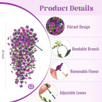 2Pcs Fake Hanging Flowers for Outdoor Decoration Artificial Hanging Flowers Realistic Daisy Plants UV Resistant, Faux Silk Flower for Porch Patio Window Sill Outside Decor(Purple Deep Purple)