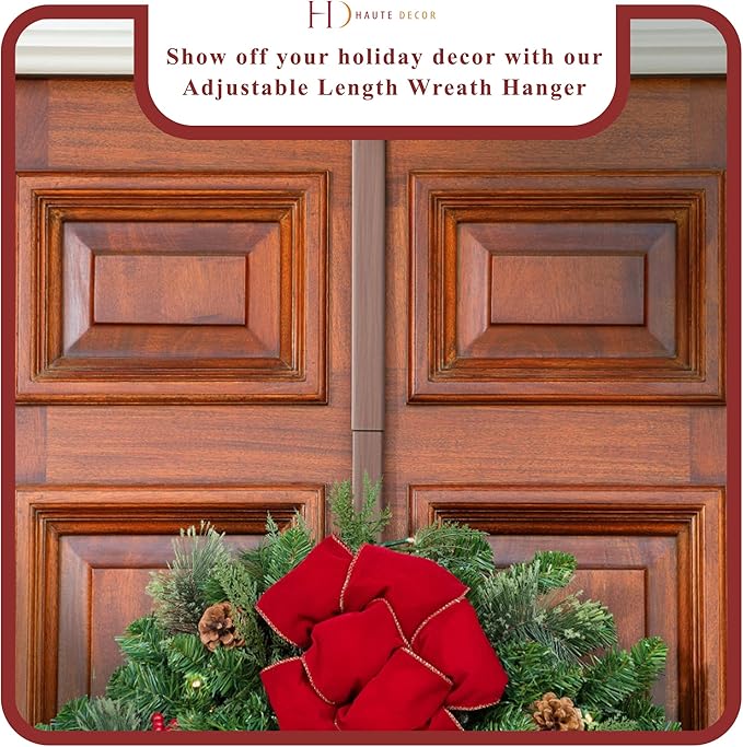 Haute Decor Adapt Adjustable Length Wreath Hanger 2 Pack (Bronze) Front or Back Door Decor Holders with Pads on The Back, Holds up to 10 lbs. Oil-Rubbed Bronze 2 Pack