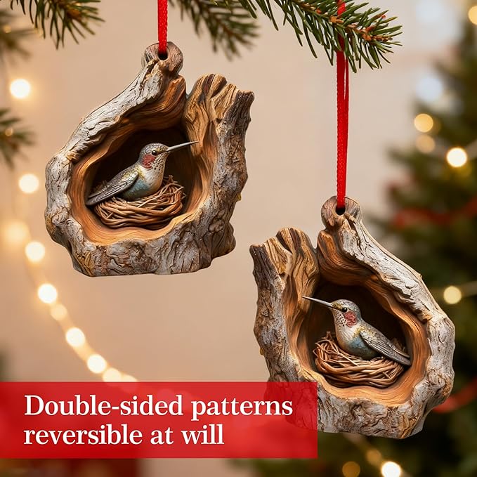 Forest Animal Christmas Ornaments,3D Hummingbird Christmas Tree Ornaments,Funny Forest Animal Ornaments for Hanging Decoration Gift for Animal Lovers & Easter Basket Stuffers