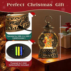 Christmas Snow Globe,Gingerbread Man Musical Snow Globe Lantern Lights with 6H Timer Battery & USB Powered, Retro Style Holiday Glitter Globe for Xmas Home Decoration Holiday Party Gifts
