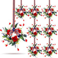 8 PCS Mini Patriotic American Cabinet Wreaths Small Red White and Blue Floral Wreath for Front Door with Ribbon Roses Daisy Forsythia July Independence Day Hanging Wreath for Porch Wall Window Decor