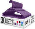 Utopia Home Plastic Hangers 30 Pack - Perfect Space Saving Clothes Hanger - Durable and Strong - Perfect Closet Organizers with Shoulder Grooves (Purple)