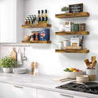 Sorbus Floating Shelves for Wall – 16 Inch Floating Shelf for Kitchen, Bedroom, Living Room, Bathroom, Home & Wall Decor - Mounted Bathroom Shelves with Invisible Brackets (Rustic Brown, 2 Pack)