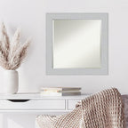 Amanti Art White Wall Mirror 24x24 Shiplap White Square Bathroom Mirror for Wall Decor Living Room, Medium Cottage Wood Frame, Hangs Horizonally and Vertically, Bathroom Decor, Beveled Edge