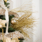 SLK 16-Pack Artificial Glitter Berry Stem Ornaments, Christmas Decorative Glittery Twigs, Picks, Branches for Tree, Wreath, Small Vase, Halloween Party (Gold)