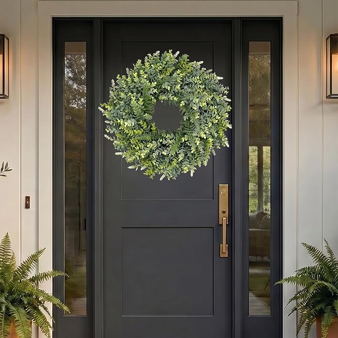 26 Inch Large All Season Eucalyptus Wreath for Front Door, Artificial Greenery Indoor/Outdoor Wreath, Farmhouse Home Decor for Spring Summer (Sage Green)
