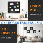 DOLLAR BOSS Felt Cork Board Tiles, 4 Packs 12" x 12" 1/2" Thick Cork Bulletin Board Self Adhesive Acoustic Panels Soundproof Corkboards for Walls with 40 Pushpins for Home Office Kitchen School, Black
