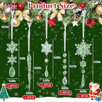 Christmas Tree Decorations 18Pcs(Ready to Hang), Acrylic Crystal Ornaments for Christmas Tree- Hanging Christmas Snowflake Decorations for Xmas Decor, Weddings, Frozen Birthday Parties
