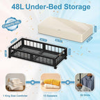 efluky 2-Pack Bamboo Under Bed Storage with Wheels, Rolling UnderBed Storage Basket with Large Dust Bag, Under Bed Storage Containers for Bedroom, Dorm and Basement, Black