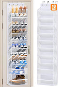 MISSLO 10 Tier Over the Door Shoe Organizer Breathable Mesh Hanging Shoe Rack for Closet Storage Shoe Holder for Door Fit 20 Pairs Sneakers, Sandals, Heels, Boots (White)