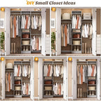 Cyclysio 4FT Small Closet System, 80"H Closet Organizer System with 4 Closets Rods & 3 Shelves, 48" Closets Organizers and Storage for Small Bedrooms, Laundry Rooms, Cloakrooms, Grey