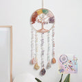 Tree of Life Moon Dreamcatcher - Dreamsum Natural Stones Wind Chimes with Healing Crystal Wall Decor Crystal Dream Catchers Wall Hangings for Room, Garden, Wedding Colorful Hanging Decor Gift