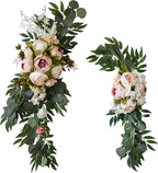 Machoo Decorative Swags Wedding Arch Flowers Swags Artificial Flowers for Decoration 2 Pcs Peony Flower Swag for Wedding Decor Welcome Sign Wedding Arch Lintel Decor (Champagne)