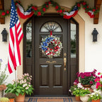 22" Tulip Flower Patriotic Wreaths Red White Blue Decor Memorial Day Independence Day 4th of July Flag Day Wreaths