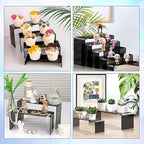 Aheroi Display Risers, 10 Pcs 2 Set(7”L~8”L~9”L) Acrylic Risers, Black Arylic Display Stands Acrylic Shelf Riser, Risers Display Stand Set for Decor, Cupcake Stands Display Showcase Holder for Toys