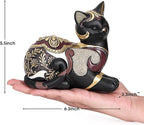 Smadeer Black Cat Statue for Home Decor, Cat Figurines Room Decoration for Bookshelf Office Table, Vintage Matt Small Cat Sculpture Gift for Cat Lovers, Woman Mom Retro Cats Animal