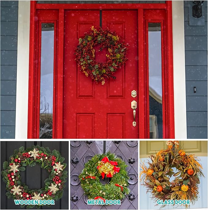 Ferraycle 8 Pcs 15 Inch Wreath Hanger for Front Door Easter Decoration Wreath Decoration Hook Over The Door Single Hook for Hanging Clothes Towels Coats