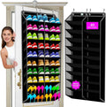 Heavy-Duty, over the door shoe organizer, Extra-Wide Large, shoe organizer, Holds 30 Pairs & Supports 100lbs, shoe rack, with Reinforced Grommets & Bamboo Rods, Fits Men's Size 12 & Boots, Black