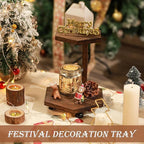 Tikea Hexagonal Wood Riser for Display, 2-Tier Rustic Wood Farmhouse Riser for Kitchen Bathroom Counter Decor, Decorative Tray for Soap Dispenser, Decorations and Plant (Brown)