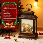 Christmas Snow Globe Lantern Water Nativity Scene & Manger Scene with Music & Timer, USB Lined/Battery Operated Lighted Lantern for Christmas Festival Decoration Gifts