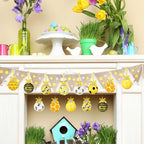 Zeyune 16 Pcs Summer Tree Ornaments Bee Decoration for Small Tree 1.6 Inch Spring Hanging Sequin Balls Ornaments Glitter Hanging Honeycomb Balls Decor for Summer Holiday Party