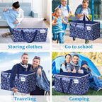 HomeHacks Moving Bags, Extra Large Size Moving Boxes, Heavy Duty Luggage Bags with Smooth Zipper and Sturdy Handles, Large Capacity & Easy Loading Storage Totes for Space Saver 100L, 8-Pack, Blue