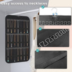 2-Pack Hanging Jewelry Organizer Storage, 40 Pockets 36 Hooks Necklace Earring Necklace Bracelet Ring Organizer, Double - Sided Design, Black