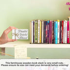 Decorative Books For Home Decor, Wood Book Stack For Table Decor, Thankful Grateful Blessed Decor Books For Living Room Bookshelf Office Coffee Bar, Thanksgiving Farmhouse Stacked Books Decor (L28)