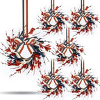 6 PCS Mini 4th of July Patriotic Kitchen Cabinet Wreaths Small Red White and Blue Floral Swag Wreath for Front Door with Forsythia Flowers Independence Day Hanging Wreaths for Memorial Day Porch Wall