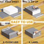SpaceAid 10 Pack Bed Sheet Organizers and Storage, Foldable Sheet Organizer for Linen Closet, Sheets Set Folder Keeper with Window XL (Queen & King Size) Organizing Bedding Container, Gray