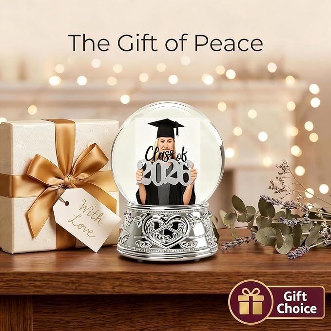 Snow Globe with 2 Sided Photo Frame, DIY Large Double Snowglobe with Picture Insert, for Family, Friends, Couples